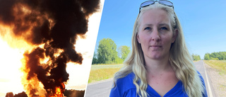 Hanna och sonen kastade sig ur den brinnande lastbilen: "Explosionen kändes i ryggen"