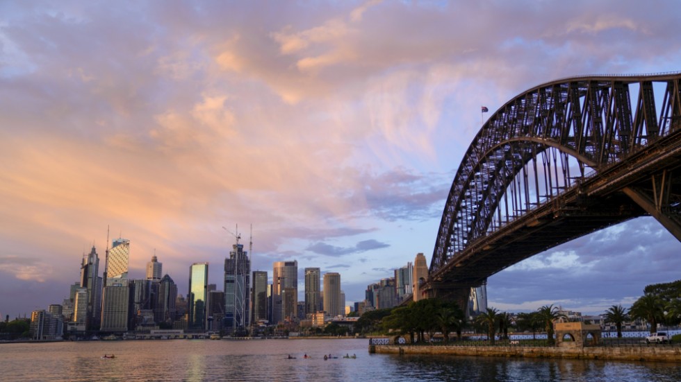 Soluppgång i i Sydney. Arkivbild.