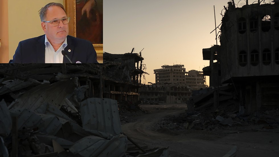Göran Gredfors (M) valde att inte svara på frågan om kommunen är redo för eventuella IS-återvändare. Bilden visar ruiner i Mosul efter IS belägring.