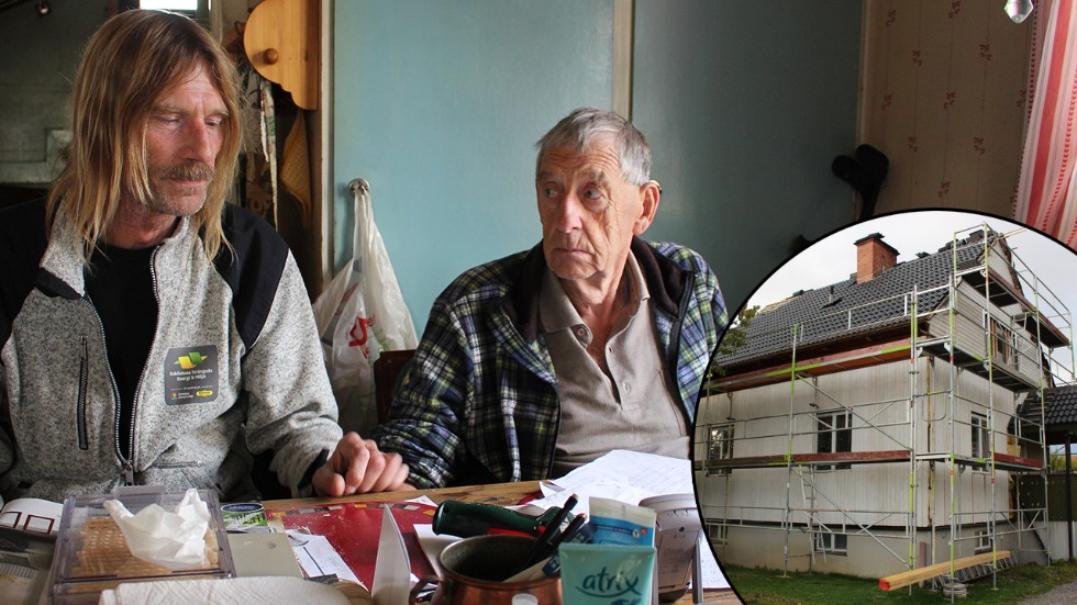 Sven Erik Larsson, 84, (till höger) lurades på 310 000 kronor av oseriös hantverkare. Till vänster sonen Mikael Larsson.