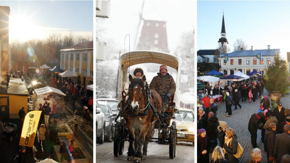 Bilder från tidigare julmarknader i Strängnäs, Stallarholmen och Mariefred som alla bjuder på stämning även detta år.