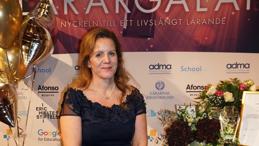 Kerstin Dahlin från Torshälla utsågs till Årets mellanstadielärare på Lärargalan på Berns i Stockholm.