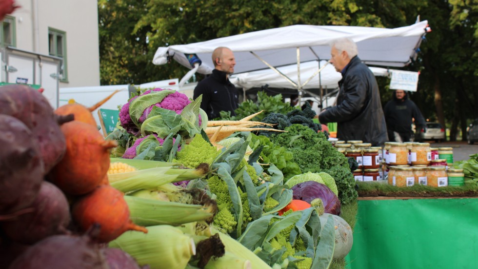 Färgglada grönsaker går först åt när kunderna kommer till Bondens marknad.