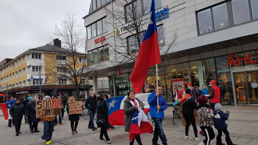 Under lördagen genomfördes en demonstration till stöd för det chilenska folket.