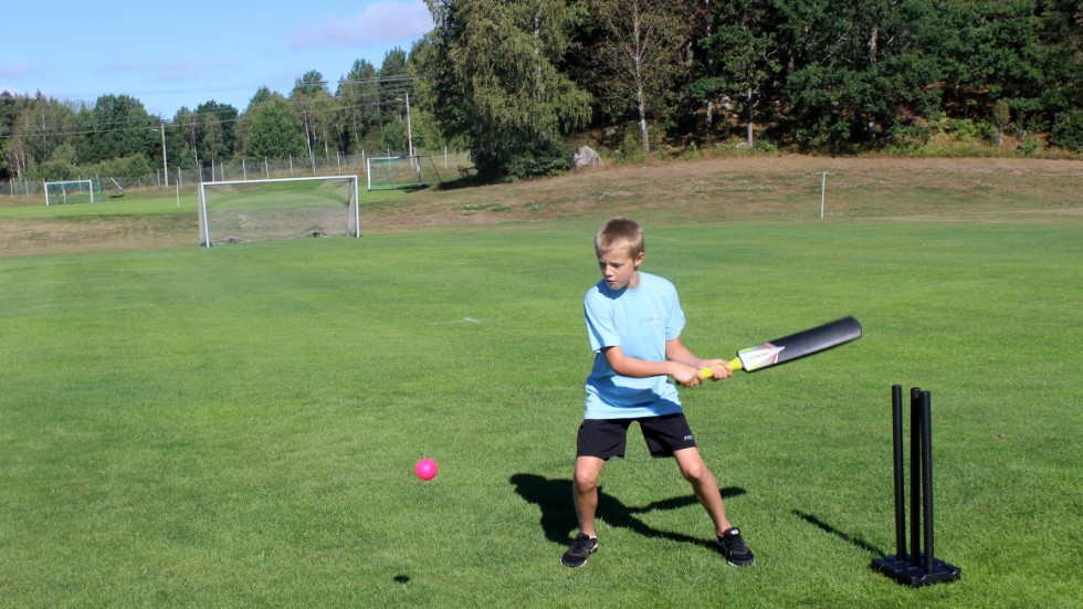 Cricket är en av sporterna som går att prova på lördag. Så här såg det ut på Sportis Camp förra året, när Alfred Pettersson testade idrotten.