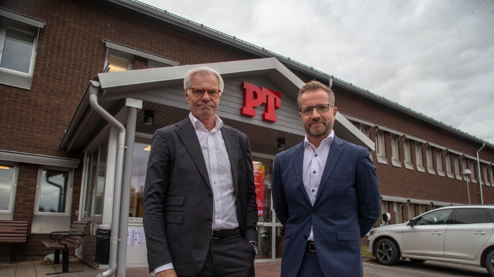 Lennart Foss, koncernchef NTM, och Mats Ehnbom, vd Norr Media utanför Piteå-Tidningen.